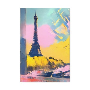 Eiffel Tower Canvas Paris Print Pop Art Style Canvas Gallery Wraps