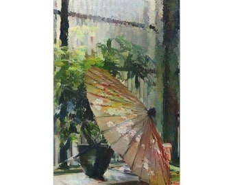 Japanese Umbrella Canvas Asian Wall Décor Watercolor Canvas Gallery Wraps Oriental Home Décor Living Room Wall Arts Bedroom Prints