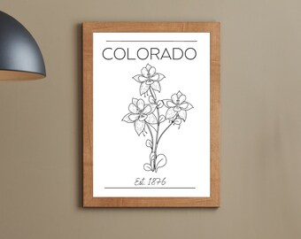 Colorado State Flower Wall Art - INSTANT DOWNLOAD - Black and White Wall Art - Minimalist Wall Art