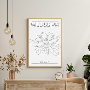 Mississippi State Flower Wall Art - INSTANT DOWNLOAD - Black and White Wall Art - Minimalist Wall Art