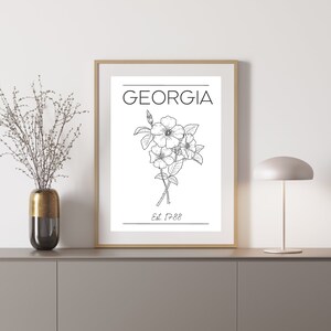 Georgia State Flower Wall Art - INSTANT DOWNLOAD - Black and White Wall Art - Minimalist Wall Art