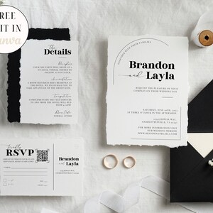 Minimalist Wedding Invitation Template | EDITABLE Invite | Wedding Suite | Canva Template | Black and White Invitation | Modern Wedding