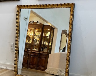 Large Scalloped Mirror Gilt Wood Hollywood Regency - Maximalist, Grandmillennial, Traditional, Preppy Home Home Decor