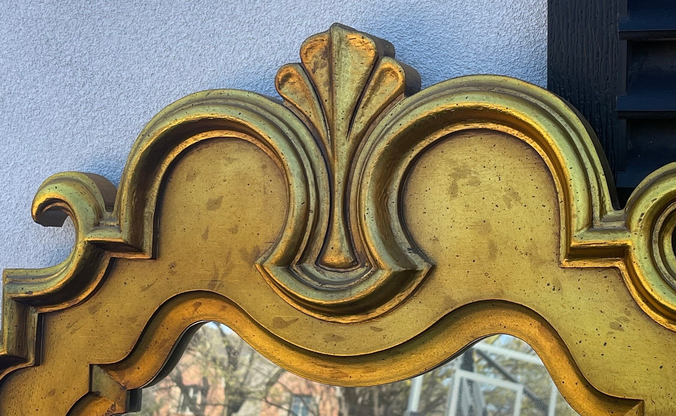 Gold Shell Mirror Large Vintage, Ornate by Carolina Mirror Co