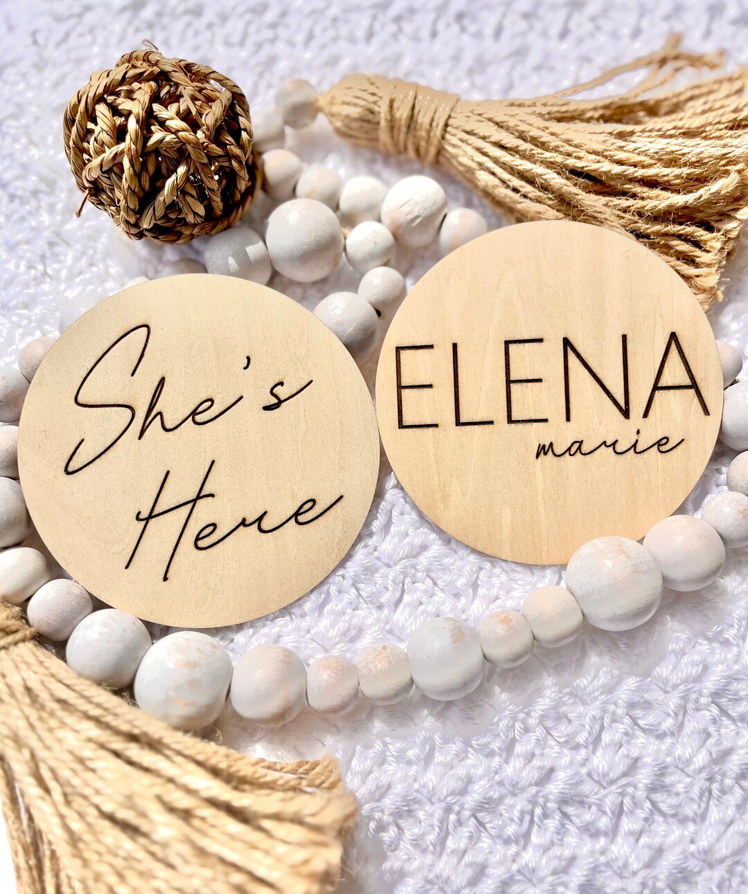 Baby Name Plate She's Here Hes Here Gender Reveal Etsy