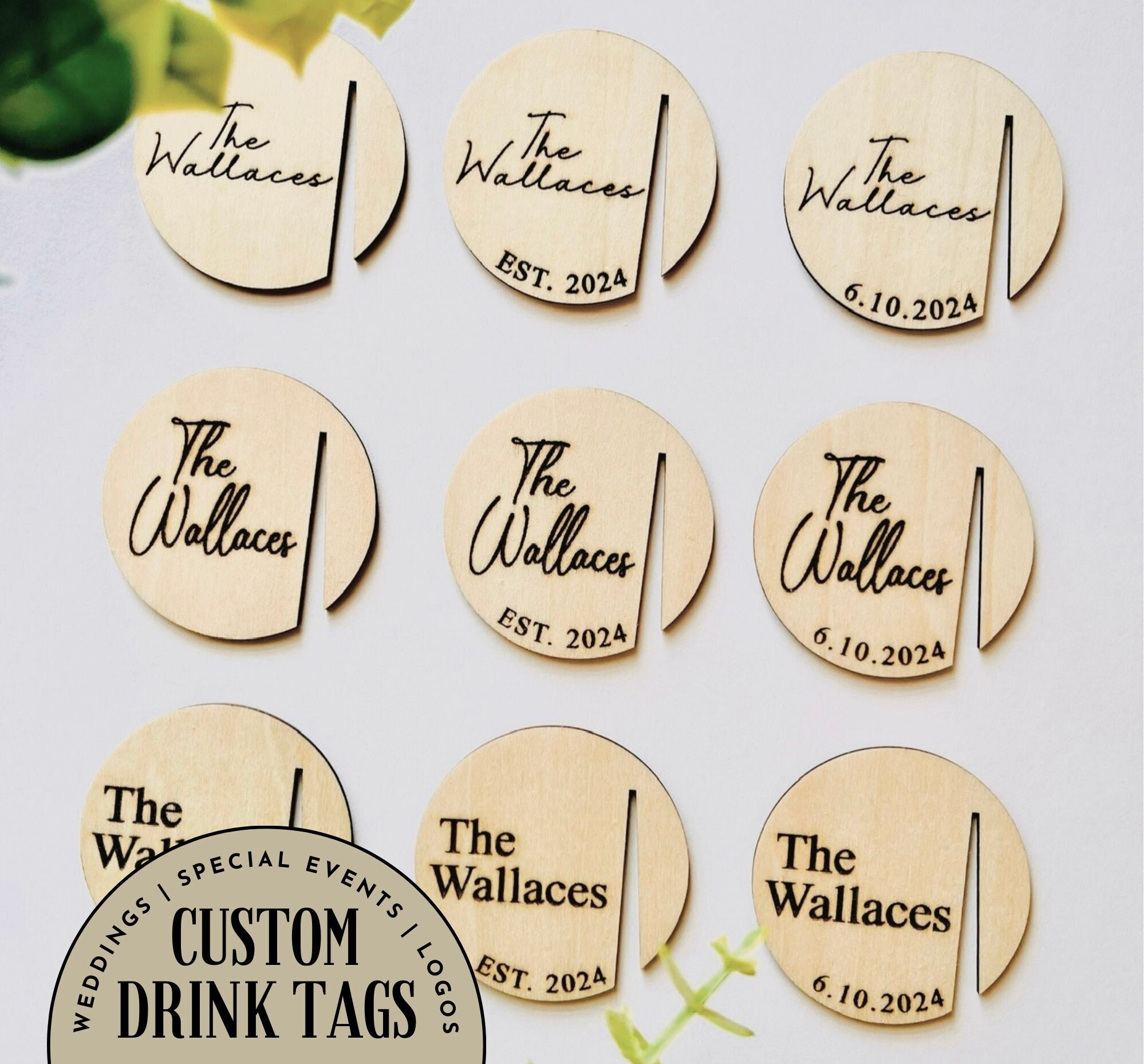 Custom Drink Marker, Acrylic or Wood – Happily Ever Etched