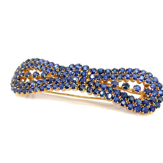 Beautiful Vintage Blue Sapphire Yellow Gold Hair … - image 1