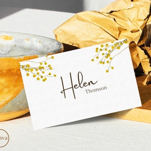Brown business card,minimal yellow greenary