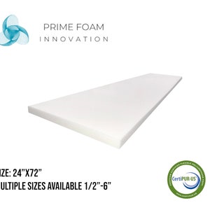 Foamma 4 x 22 x 24 High Density Upholstery Foam Padding, Thick-Custom Pillow, Chair, and Couch Cushion Replacement Foam, Craft Foam Upholstery