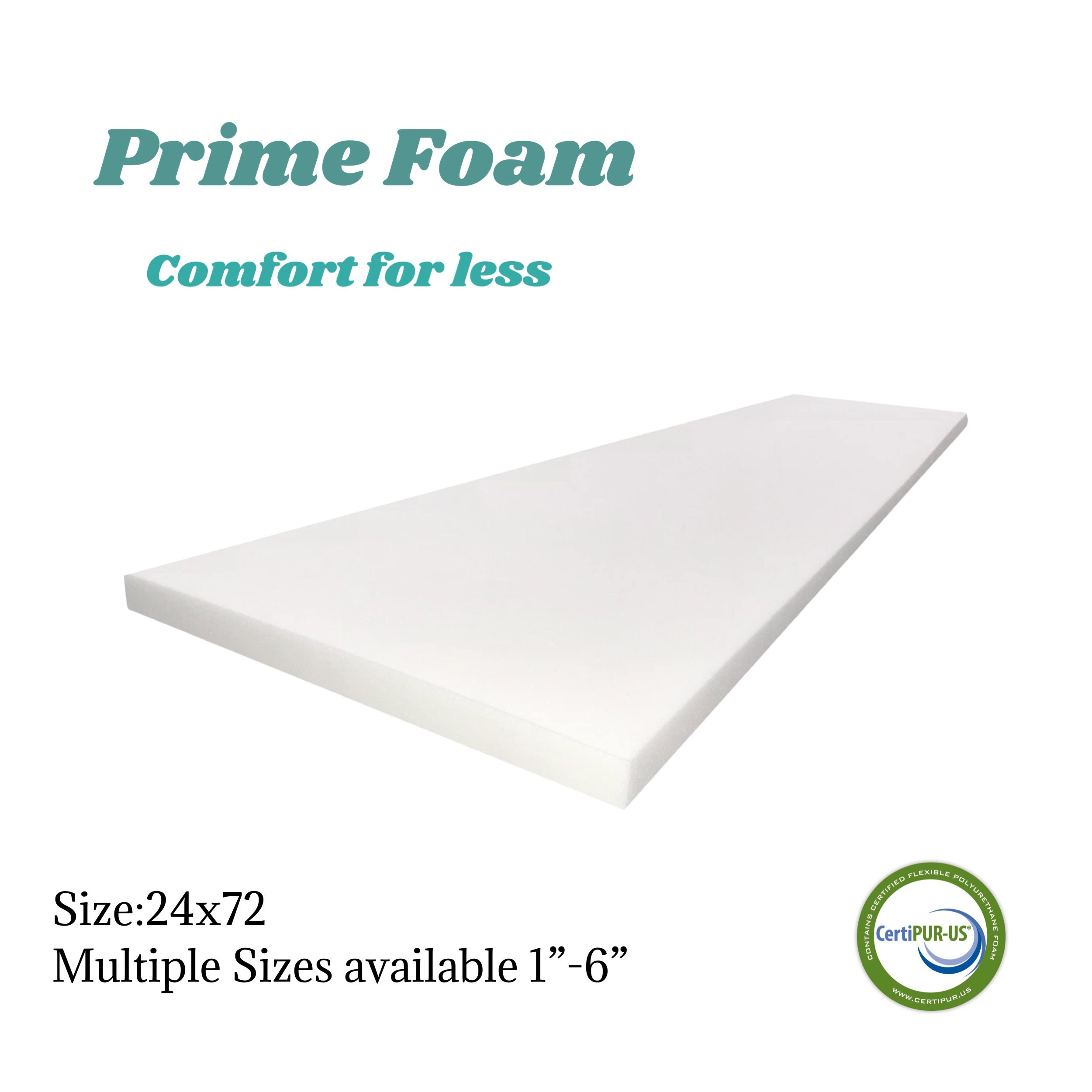 Primefoam Upholstery Foam 24x72 Cushion Foam, Upholstery Foam, Replacement  Cushions, Cushion Insert, Sofa Cushions, Couch Cushions, 