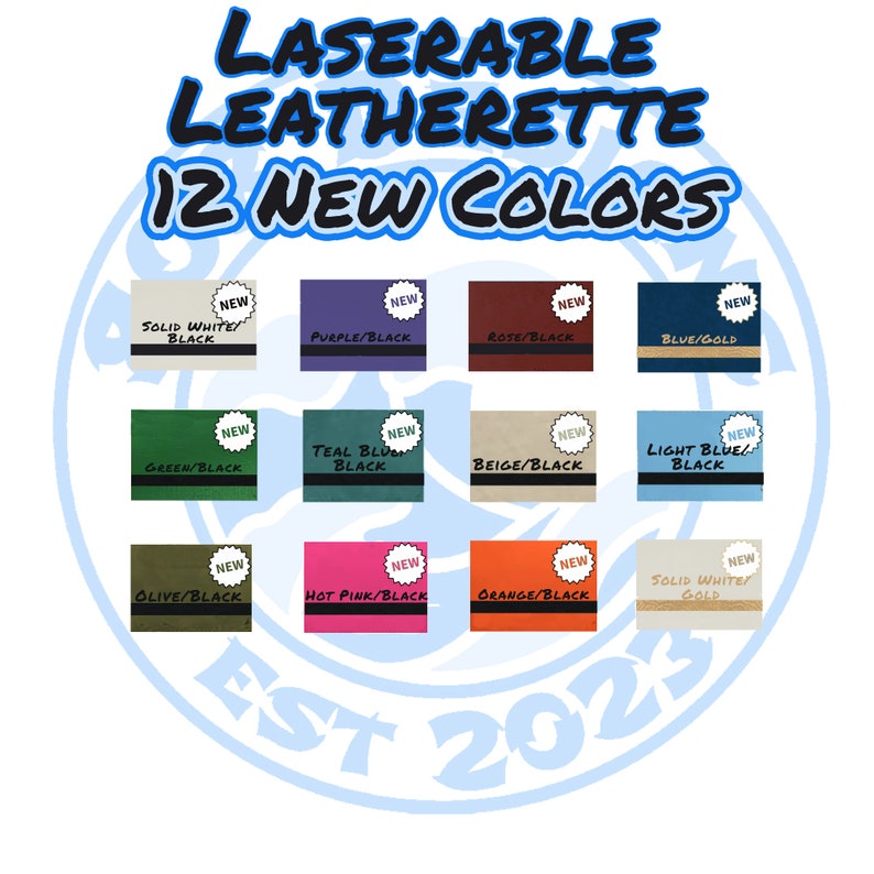 Laser engravable leatherette sheets with adhesive backing for use with Glowforge, Xtool and other lasers 4 New Colors to Choose From image 2