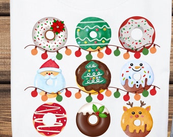 Boże Narodzenie Dziewczęce PNG, Boże Narodzenie Pączek PNG SVG, Clipart świąteczny pączek, Boże Narodzenie Dunkin Donut Design, Sublimacja świąteczna koszulka Png, Świąteczny