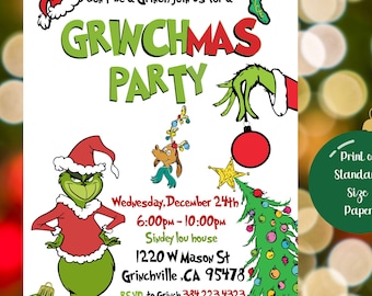 Grinchmas Party Invite,Grinhday Party, Max Grinch Party Invitation,Instantly Download,Grinch Party Invitation Editable In Canva Template