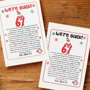 67 Elf Ankunftsbrief, Sechs Sieben Trending Meme, ich bin zurück Elfe Brief, Elf Aktivitäten, Elf Willkommensbrief, Weihnachten druckbare PDF