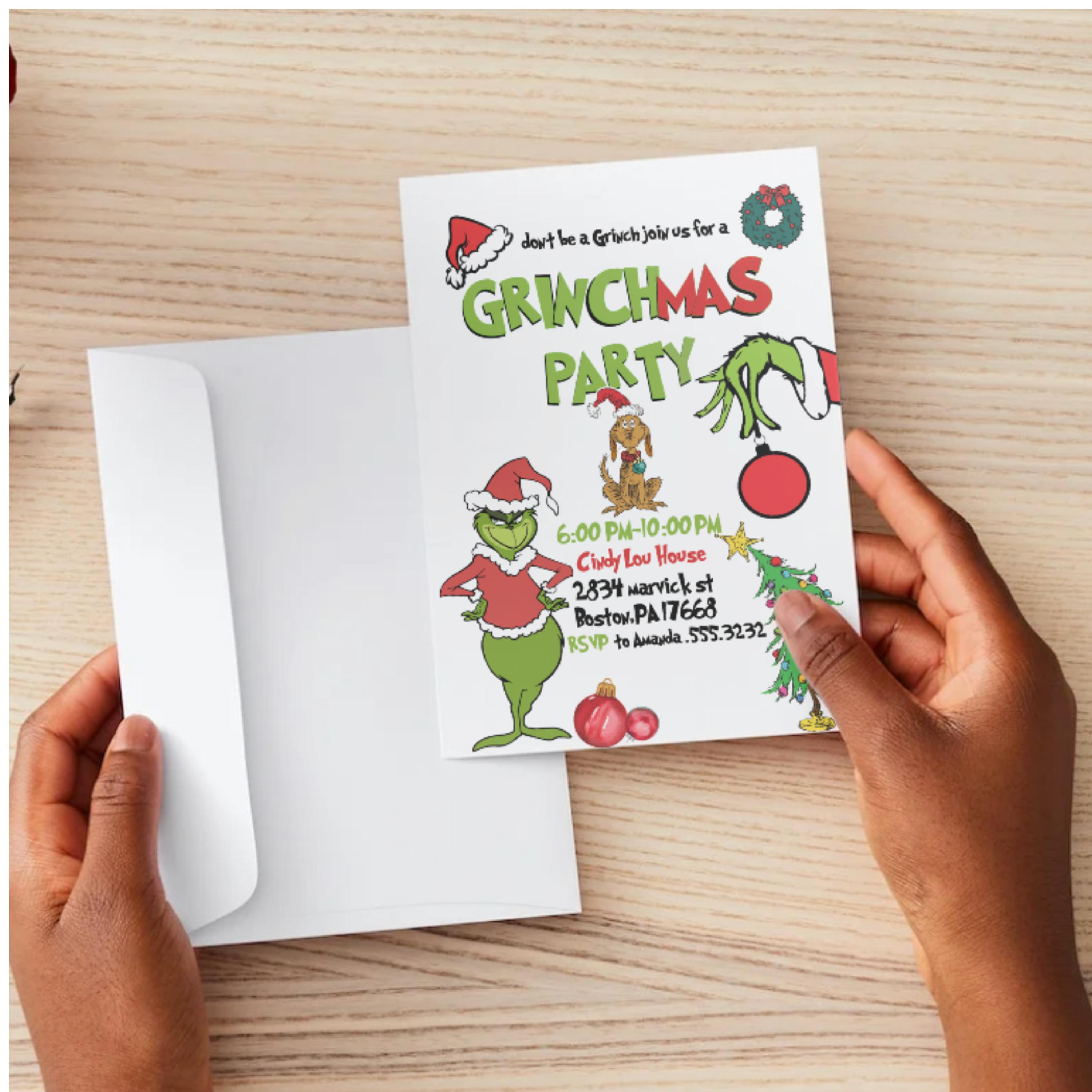Editable Canva Grinch and Max Party Invitation Template, Grinch Digital ...