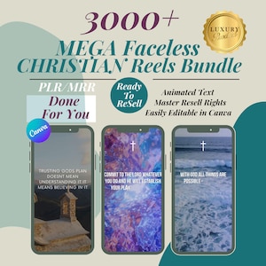 3000 Plus Christian Bible Quotes Reels Bundle, Done For You Bundle,Instagram Post,Youtube Shorts,Editable in Canva, Christian Content Vault.