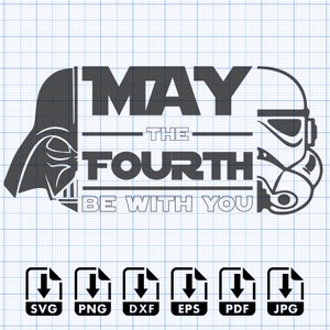 Que el 4 esté contigo Darth Vader SVG, Png, Eps, Dxf, Pdf, Archivo de corte digital, Cricut Maker, Silhouette Cameo 4