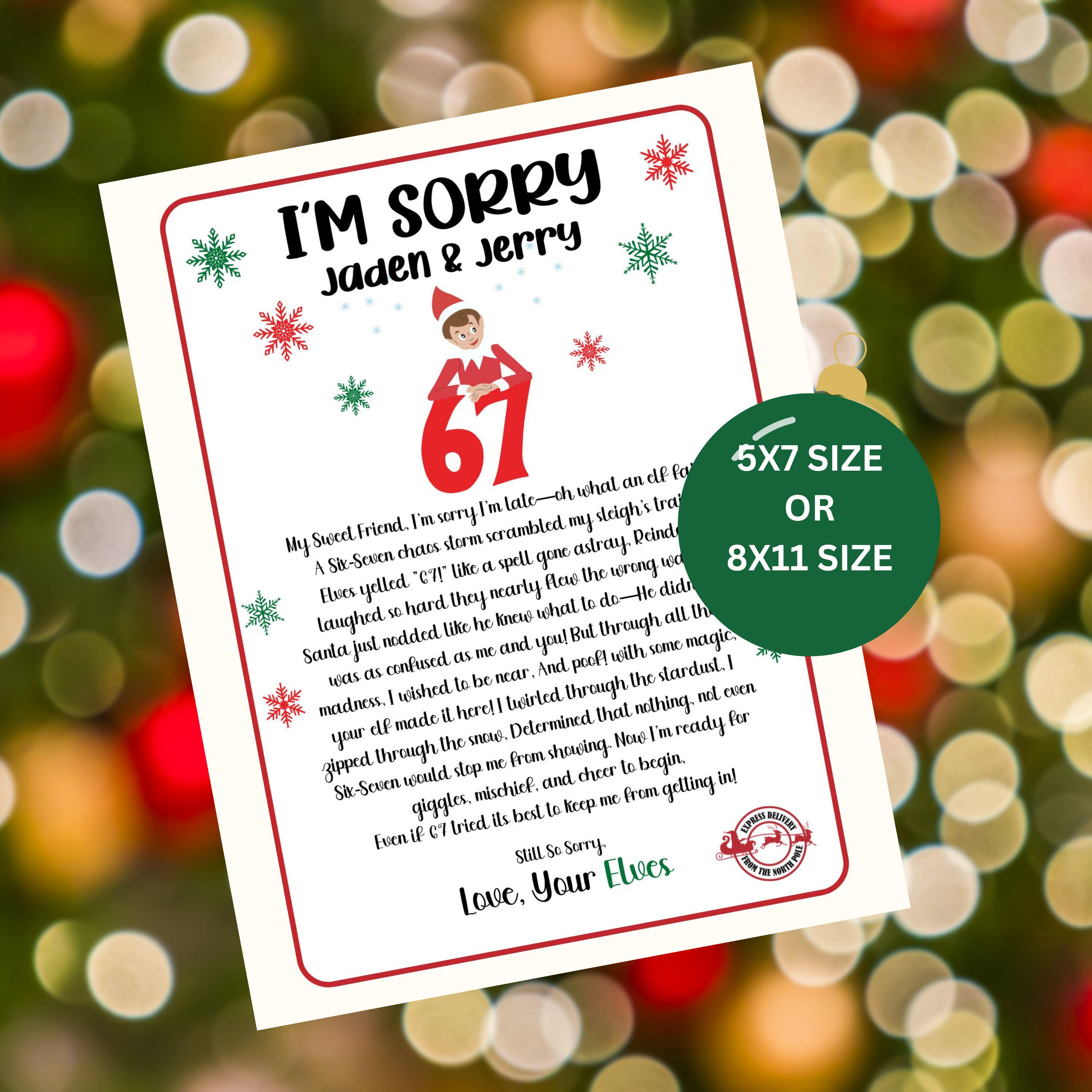 Sorry I'm Late 67 Elf Letter, Printable Elf Note, We're Back Elf ...