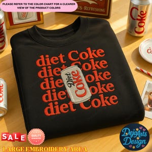Moletom bordado "Preciso de uma Coca-Cola Diet", camiseta engraçada para quem ama refrigerantes, moletom moderno com capuz da Coca-Cola, presente para viciados em cafeína, camiseta para fãs da Coca-Cola