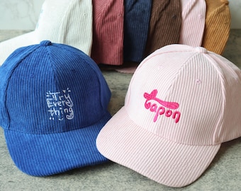 Cappello in velluto a coste ricamato, berretto personalizzato, berretto da baseball con logo ricamato, cappelli da addio al nubilato, cappelli personalizzati, cappello da confraternita, berretto da baseball unisex