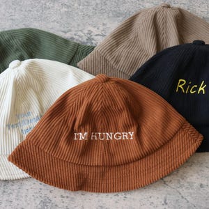 Personalized Baby Bucket Hat Toddler Corduroy Bucket Hat Custom Embroidered Bucket Hats Boys Beach Hat Girls Sun Hat