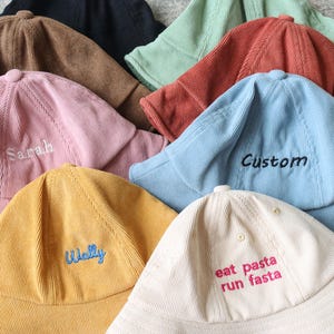 Embroidered Baby Bucket Hat Custom Toddler Corduroy Bucket Hat Sun Hat Custom Personalization Summer Hat Beach Hat
