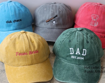 Custom Text Baseball Cap Personalised Embroidered Hat Custom Washed Dad Cap Sorority Hat Bachelor/Bachelorette Party Gift Gift for Him/Her