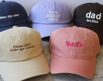 Boné bordado, boné de pai personalizado, boné de beisebol com logotipo bordado, bonés de despedida de solteira, bonés personalizados, boné de irmandade, boné de beisebol unissex