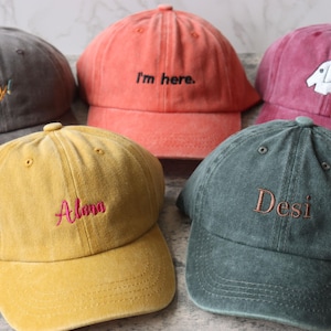 Custom Washed Children&#39;s Hat, Embroidered Text Baseball Cap, Personalized Hat, Kids Hat, Baby Hat, Birthday Christmas Gift