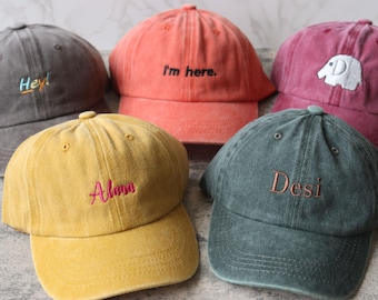 Custom Washed Children's Hat, Embroidered Text Baseball Cap, Personalized Hat, Kids Hat, Baby Hat, Birthday Christmas Gift