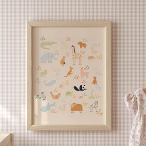 Alphabet Tiere Druck, ABC Lehrposter, Montessori, Wunderliche Geschöpfe Druck, Spielzimmer Dekor