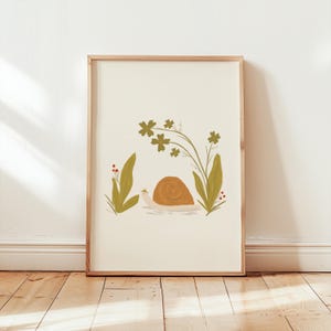 Schnecken Poster, Walddruck, Kinderzimmer Dekor, Wald Dekor, Cottage Core Spielzimmer Poster