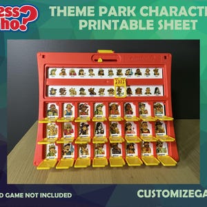 Adivina Quién: Personajes del Parque Temático - Descarga Digital - Imprime en Casa - ¡Un Gran Regalo! - El Juego de Adivina Quién en formato físico no está incluido.