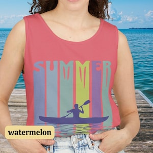 Kayaking Summer Vibes TankTop Comfort Colors, Ideal Beach Days, Kayaking Outdoor Fun, Unisex Kayak Summer Top, Perfect Gift of Lake Lovers