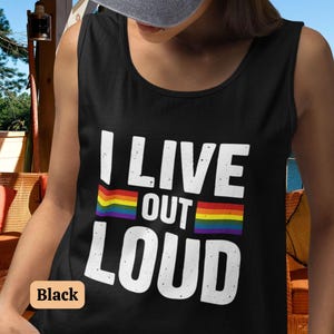 Prideful Tank Top, LGBTQ Rainbow Shirt, I LIVE Out LOUD, Gay Pride Flag Unisex Garment-Dyed Tank, Pride Month Shirt, Gender-Neutral Tank-Top