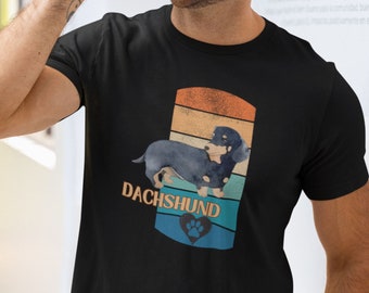 Dachshund Dog Lover Pet Parent Shirt, Retro Shirt Gift for Doxie Dad, Unisex Graphic T-Shirt Gift for Dog Lovers T-Shirt for Dog Owner