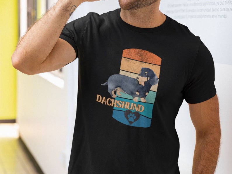 Dachshund Dog Lover Pet Parent Shirt, Retro Shirt Gift for Doxie Dad, Unisex Graphic T-Shirt Gift for Dog Lovers T-Shirt for Dog Owner image 1