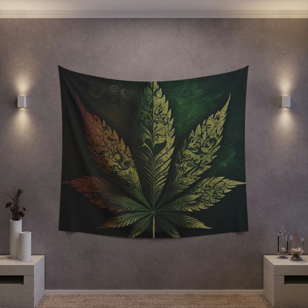 Weed Plant Tapestry Weed Leaf Tapestry Cool Tapestry Etsy