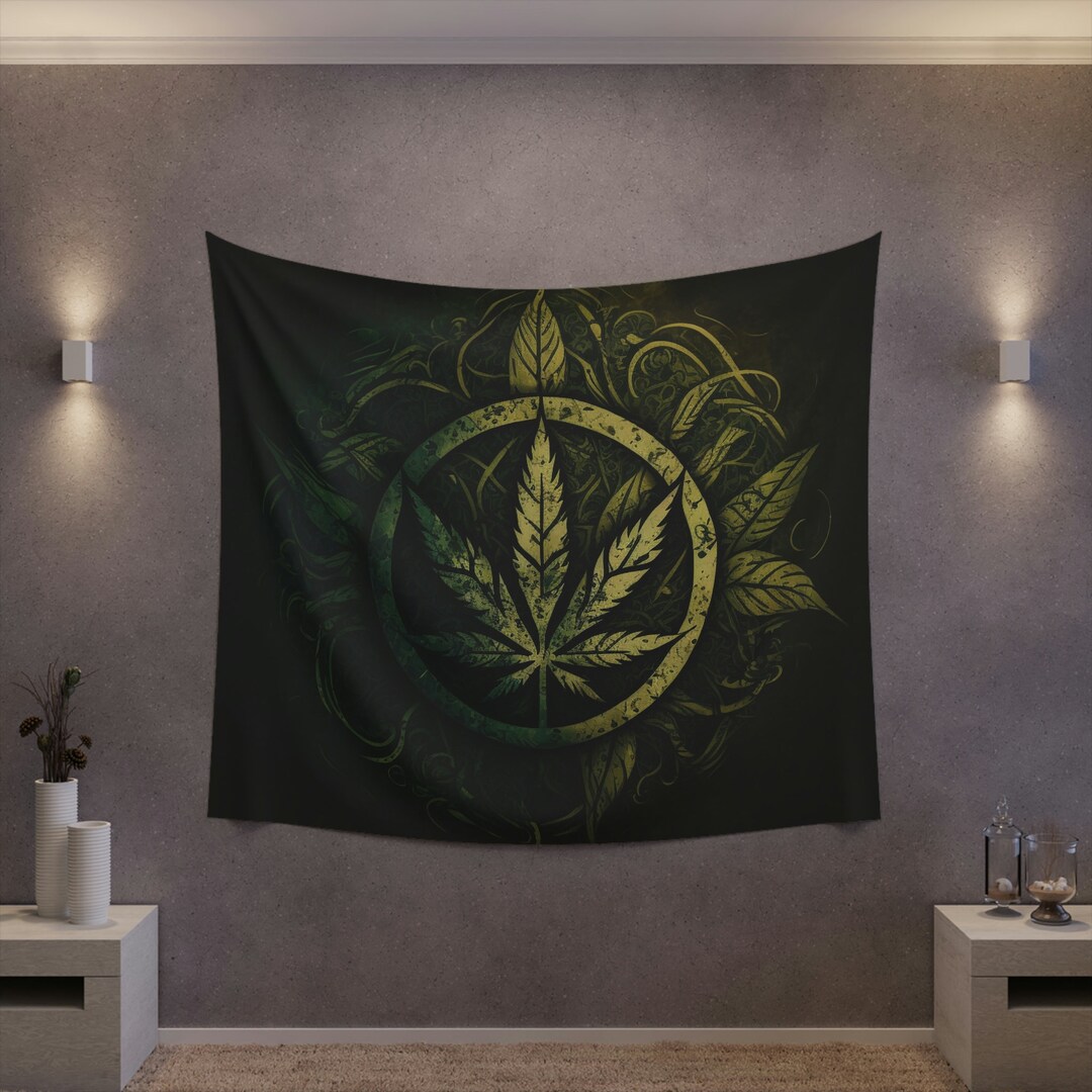 Weed Leaf Tapestry Weed Plant Tapestry Cool Tapestry Etsy