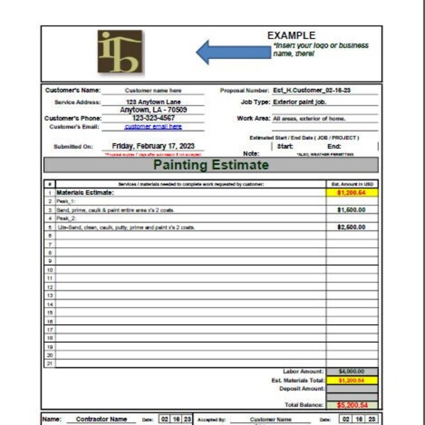 Painting Estimate Etsy