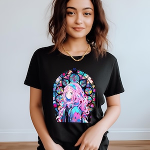 Anime Japanese Girl Pastel T Shirt Manga T Shirt Waifu Harajuku Streetwear T Shirt Oversized Grunge Vaporwave Aesthetic Plus Size TS hirt