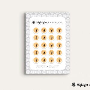 Feuille d’autocollants Yellow Happy Face — 20 autocollants pour le journal, les enveloppes, le scrapbooking, l’artisanat pour enfants, le scrapbooking, la fabrication de cartes, la papeterie