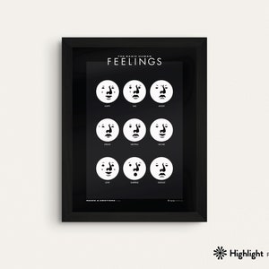 Affiche des sentiments de base - Impression du graphique des émotions, Décor Montessori, Art de classe, Chambre d’enfants minimaliste, Auto-assistance, 18x24, Encadré, Non encadré, Cadeau