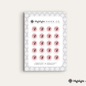 Feuille d'autocollants roses coeur yeux — lot de 20 autocollants pour Bullet Journaling, travaux manuels pour enfants, travaux manuels, amour, emoji, romance, mignon, scrapbooking