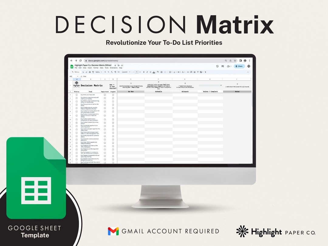 Eisenhower Decision Matrix (white): Daily Task Priority Tracker, ADHD ...