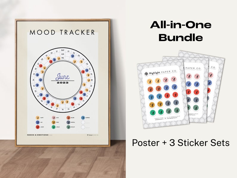 Blank Mood Tracker Poster BUNDLE Customizable Monthly Emotion Tracking