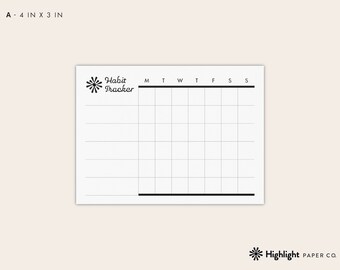 Minimalist Habit Tracker Post-it® 3M Note Pads - Highlight Paper Co. Sticky Notes - 4x3 inch or 10x3 inch - FSC® and SFI® Sustainable Paper