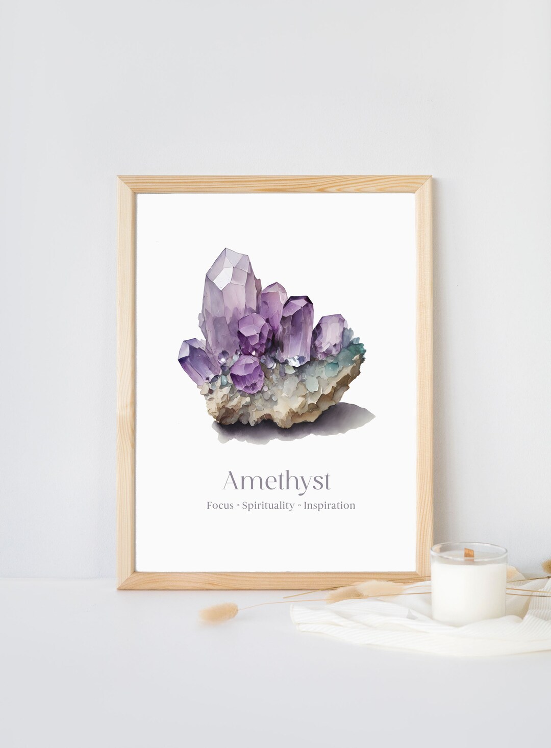Amethyst Crystal Wall Art Printable Digital Download Illustration ...