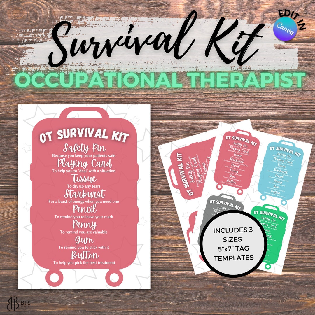 Editable Occupational Therapist Survival Kit Printable DSP Survival
