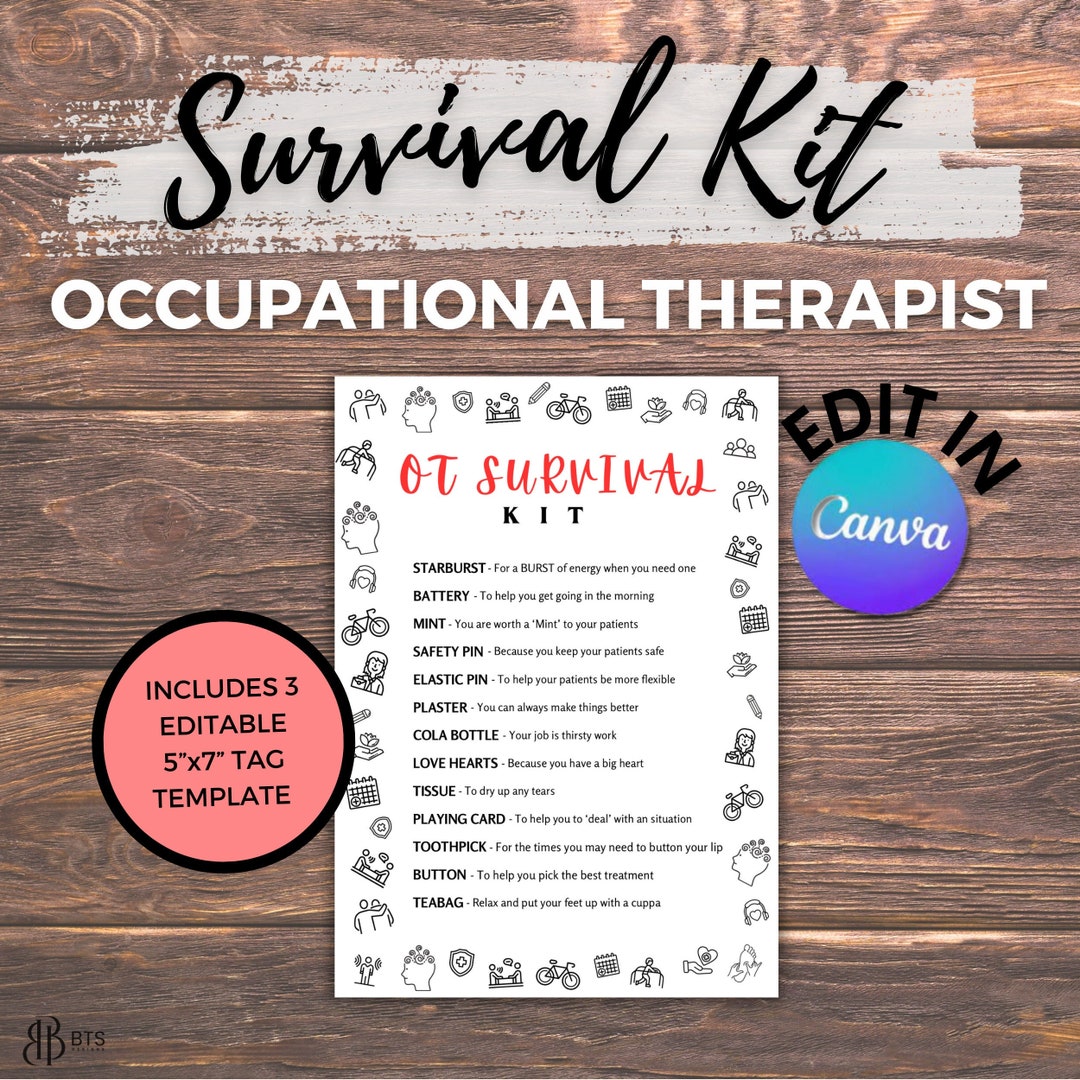 Customizable Occupational Therapist Survival Kit Printable Etsy